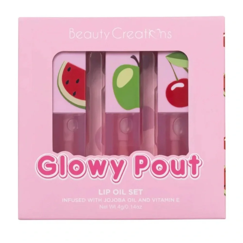 Beauty Creations Glowy Pout Lip Oil Set - Cherry, Apple, Watermelon